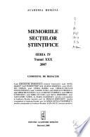 Memoirs of the Scientific Sections of the Academy of the Socialist Republic of Romania