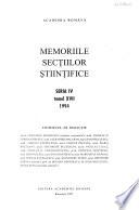 Memoirs of the Scientific Sections of the Academy of the Socialist Republic of Romania