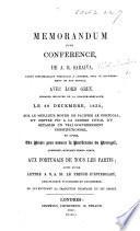 Memorandum d'une conférence, de A. R. Saraiva ... avec Lord Grey ... le 20 décembre, 1833, sur le meilleur moyen de pacifier le Portugal ... En outre, un projet pour assurer la pacification de Portugal [by the same writer], etc