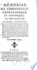 Mémorial de Chronologie, genealogique et historique pour l'année 1753