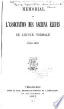 Mémorial de l'Association des anciens élèves de l'École normale 1846-1876