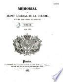 Mémorial du dépôt général de la guerre, imprimé par ordre du ministre