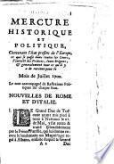 Mercure historique et politique contenant l'état present de l'Europe..
