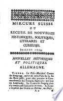 Mercure suisse ou Recueil de nouvelles historiques, politiques, littéraires et curieuses