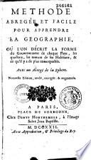 Méthode abrégée et facile pour apprendre la géographie... avec un abrégé de la sphère