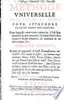 Méthode universelle tres brieve ... pour appendre le plein Chant Sans Maistre