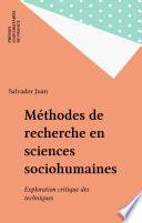 Méthodes de recherche en sciences sociohumaines