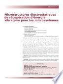 Microstructures Electrostatiques de Recuperation d' Energie Vibratoire Pour les Microsystemes