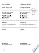 Minutes of Proceedings and Evidence of the Special Committee on North-South Relations