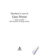 Miscellanea in onore di Liano Petroni