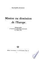 Mission ou démission de l'Europe