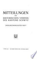 Mitteilungen des Historischen Vereins des Kantons Schwyz