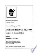 Modern French Fiction (Autour de Claude Ollier)