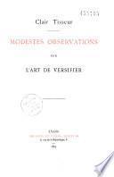 Modestes observations sur l'art de versifier