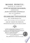 Monde primitif analysé et comparé avec le monde moderne