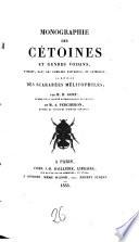 Monographie des cétoines et genres voisins