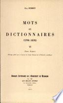 Mots et dictionnaires Tome VI