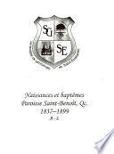 Naissances et baptêmes paroisse Saint-Benoît, Qc, 1837-1899
