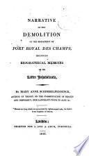Narrative of the Demolition of the Monastery of Port Royal Des Champs
