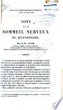 Note sur le sommeil nerveux ou hypnotisme