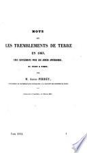 Note sur les tremblements de terre en 1863, avec suppléments pour les années antérieures, de 1843 à 1862