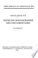 Notes de lexicographie néo-testamentaire