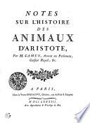 Notes sur l'histoire des animaux