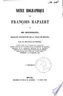 Notice biographique sur François Rapaert et ses descendants, médecins pensionnés de la ville de Bruges