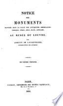 Notice des menuments expesés dans la salle des antiquités américaines au Musée du Louvre