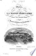 Notice sur la maison d'éducation pour les jeunes gens érigée dans le château de Lenzbourg, Canton d'Argovie, en Suisse
