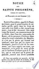 Notice sur sainte Philomène, vierge et martyre et neuvaine en son honneur