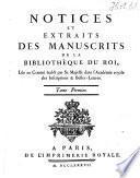 Notices et extraits des manuscrits de la Bibliothèque du Roi