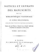 Notices et extraits des manuscrits de la Bibliothèque nationale et autres bibliothèques