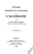 Notices politiques et littéraires sur l'Allemagne