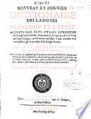 Nouueau et dernier dictionaire des langues francoise et latine