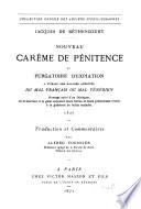 Nouveau carême de pénitence et purgatoire d'expiation, à l'usage des malades affectés du mal française ou mal vénérien