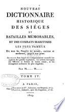 Nouveau dictionnaire historique des sìeges et batailles mémorables