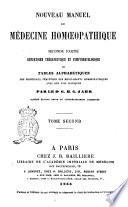Nouveau manuel de médecine homoœopathique seconde partie répertoire thérapeutique et symptomatologique par le dr. G. H.G. Jahr