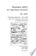 Nouveaux cahiers de linguistique francaise