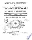 Nouveaux memoires de l'Academie royale des sciences et belles-lettres, avec l'histoire pour la meme annee
