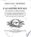 Nouveaux mémoires de l'Académie royale des sciences et belles-lettres