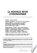 Nouvelle revue d'onomastique
