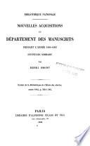 Nouvelles acquisitions latines et françaises du Département des manuscrits