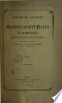 Nouvelles Archives des missions scientifiques et littéraires