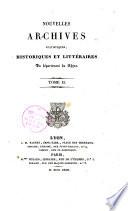 Nouvelles archives statistiques, historiques et littéraires du département du Rhône