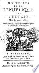 NOUVELLES DE LA REPUBLIQUE DES LETTRES