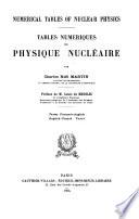 Numerical Tables of Nuclear Physics