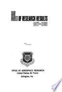 OAR Cumulative Index of Research Results