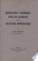 Observation et expérience chez les médecins de la collection hippocratique