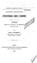 Observations d'Hystérie chez l'homme